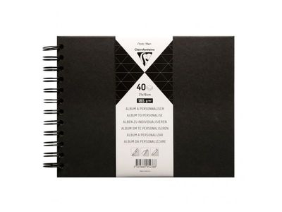 Clairefontaine Scrap Album, Black Hardcover, wirebound, 40 Black pages, 32x24 cm, 185g, acid free
