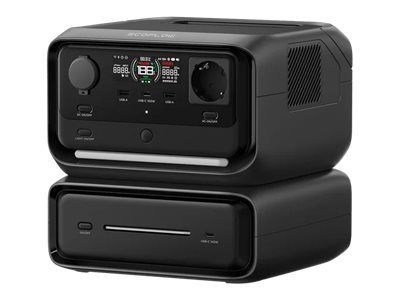 EcoFlow RIVER 3 MAX - Bærbar strømstasjon - AC 200 - 240 V - 760 watt - litium-jernfosfat - 89600 mAh - 572 Wh - Wi-Fi, Bluetooth - utgangskontakte...