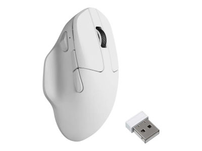 Keychron M7 - Vertikal mus - ergonomisk - optisk - trådlös, kabelansluten - 2.4 GHz, Bluetooth 5.3, USB-C - vit