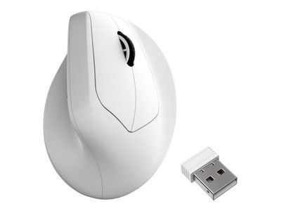Keychron M5 - Vertikal mus - ergonomisk - optisk - 7 knappar - trådlös, kabelansluten - 2.4 GHz, Bluetooth 5.3, USB-C - vit