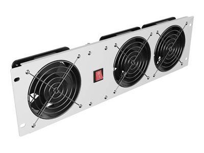 Lanberg - Fläktpanel för rack (vertikal) - med tre fläktar - AC 230 V - RAL7035, grå - 3U - 19"