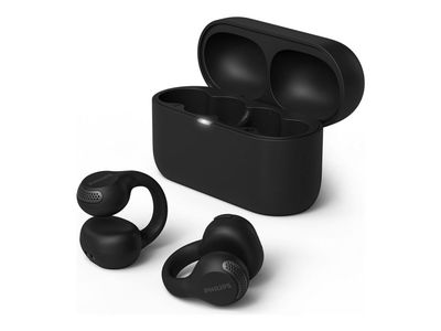 Philips TAQ2000BK - 2000 Series - True wireless-hörlurar med mikrofon - öppet öra - med öronklämma - Bluetooth - svart