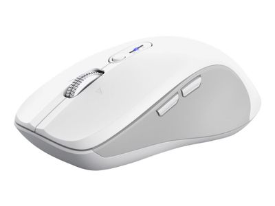 Trust Ferro - Mus - hyperscroll, fler-enhet - høyrehendt - optisk - 9 knapper - trådløs - 2.4 GHz, Bluetooth - USB trådløs mottaker - hvit - hengeboks