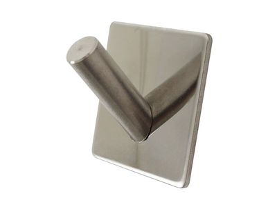 Selvklebende krok, 4 x 4 cm. Blankt krom, 4 x 4 cm. Oppheng og krok til badet – speilblankt krom.