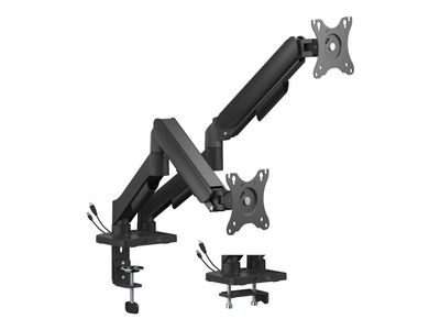 Gembird - Monteringssett (bordmonteringsarm) - justerbar arm - for 2 LCD/plasma-paneler - USB ports - stål, plastikk - finteksturert svart - skjerm...
