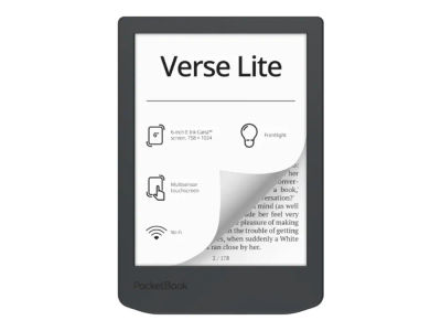 PocketBook Verse Lite, 15,2 cm (6"), E Ink Carta, 758 x 1024 piksler, ACSM, AZW, AZW3, CBR, CBZ, CHM, DOC, DOCX, DjVu, EPUB, FB2, FB2.ZIP, HTM, HTM...