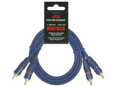 Renegade REN1RCA, 2 x RCA, Hankjønn, 2 x RCA, Hankjønn, 1 m, Blå