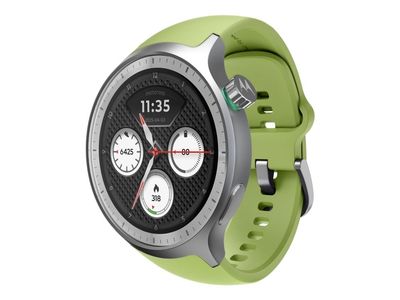 Motorola Moto Watch - Matte silver - smartklokke med bånd - silikon - pantone herbal garden - display 1.4" - 4 GB - Bluetooth - 40 g