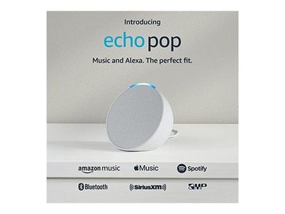 Amazon Echo Pop - Smarthøyttaler - Wi-Fi, Bluetooth - Appstyrt - Isbrehvit