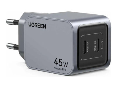 Ugreen Nexode Pro series X707 - Strømadapter - GaN - 45 watt - 2 utgangskontakter (2 x USB-C) - grå
