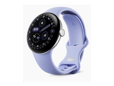 Google Pixel Watch 4 - 41 mm - polert sølvaluminium - smartklokke med aktivt bånd - fluorelastomer med myk berøringsoverflate - iris - båndbredde: ...