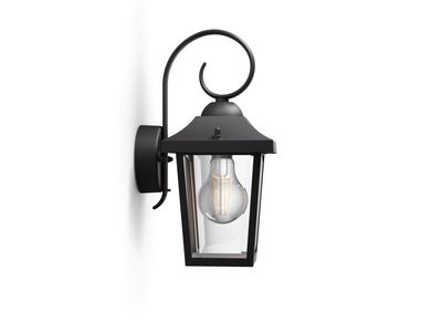 Philips myGarden Buzzard vägglampa 60 W E27 ljuskälla medföljer inte, Väggbelysning för utomhusbruk, Svart, Metall, IP44, Terass, Trädgård, I