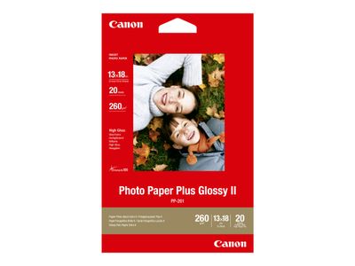 Canon Photo Paper Plus Glossy II PP-201 - Blank - 130 x 180 mm - 260 g/m² - 20 ark fotopapir - for PIXMA iP2700, iX7000, MG2555, MP520, MP610, MP97...