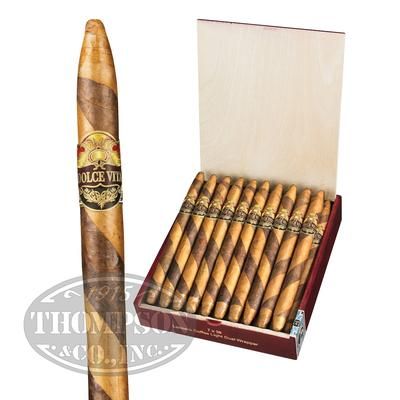 Dolce Vita Cafe Edition Barber Pole Dual Wrapper Lancero Coffee Light - Box of 20