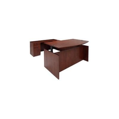Cherry Adjustable Height Bow Front U-Shaped Desk