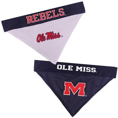 Pets First NCAA SEC Reversible Bandana for Dogs, Small/Medium, Ole Miss Rebels