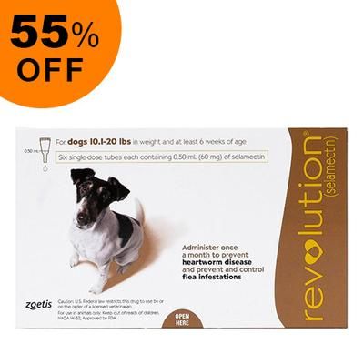 Revolution For Small Dogs 10.1 - 20lbs (Brown) 3 Doses - Get 55% Off Today