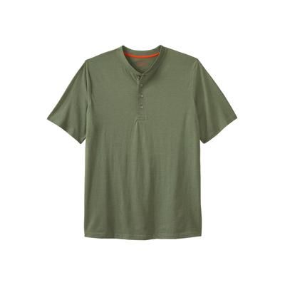 Men’s Big & Tall Heavyweight Short-Sleeve Henley Shirt by Boulder Creek in Heather Moss (Size 3XL)