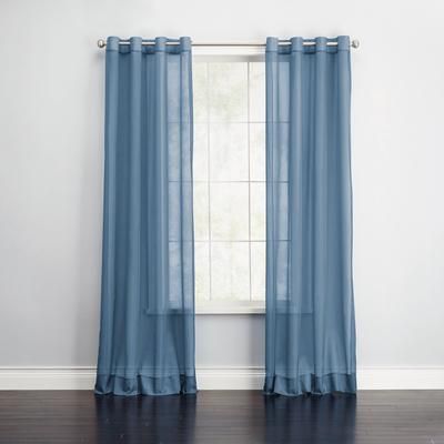 Wide Width BH Studio Sheer Voile Grommet Panel by BH Studio in Smoke Blue (Size 56" W 63" L) Window Curtain