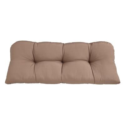 BH Performance Fabric Tufted Wicker Settee Cushion by BrylaneHome in Khaki Thick Patio Outdoor Bench Sofa Loveseat Padding