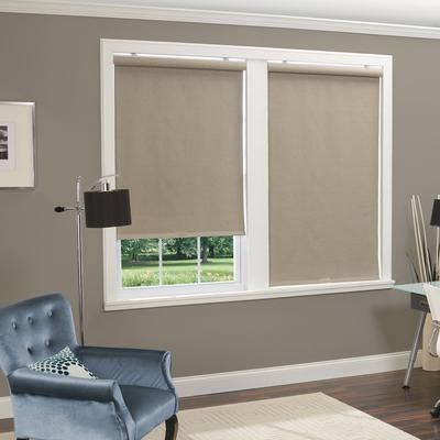 Wide Width Cordless Linen Look Thermal Fabric Roller Shade by Whole Space Industries in Brown (Size 36" W 66" L)