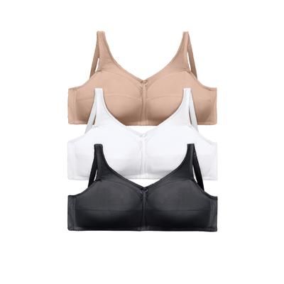 Plus Size Women's 3-Pack Cotton Wireless Bra by Comfort Choice in Basic Assorted (Size 44 D)