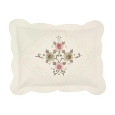 Ava Embroidered Cotton Sham by BrylaneHome in Ivory (Size KING) Pillow