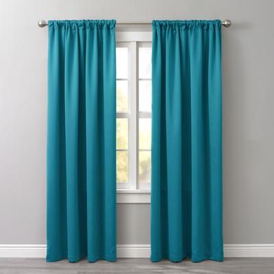 Wide Width BH Studio Room-Darkening Rod-Pocket Panel by BH Studio in Teal (Size 54" W 63" L) Window Curtain