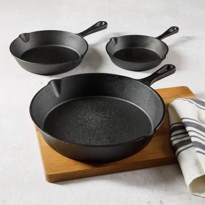 3-Pc. Cast Iron Skillet Set by BrylaneHome in Black Cookware