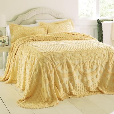 Georgia Chenille Bedspread by BrylaneHome in Sunshine Yellow (Size FULL)