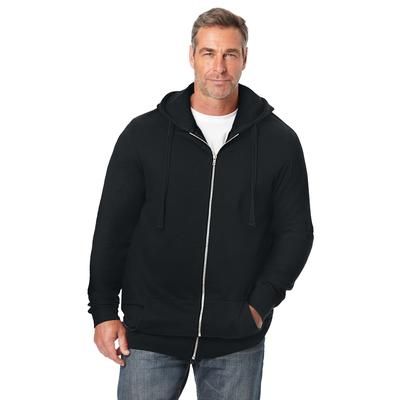 Men’s Big & Tall Fleece Zip-Front Hoodie by KingSize in Black (Size XL) Fleece Jacket