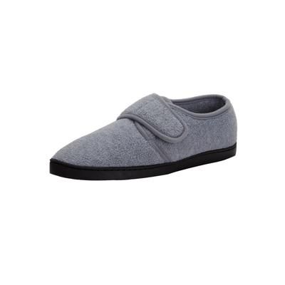 Extra Wide Width Men's Adjustable Fleece Slippers by KingSize in Charcoal (Size 10 EW)