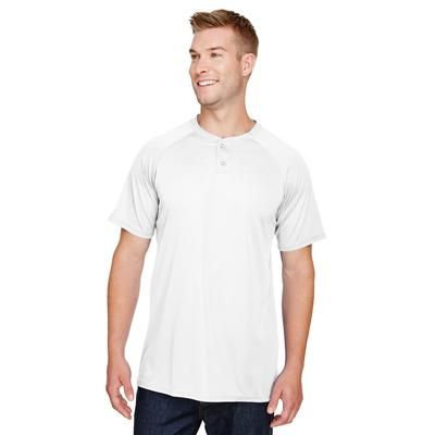 Augusta Sportswear AG1565 Athletic Attain Wicking Two-Button Baseball Jersey T-Shirt in White size 4XL | Polyester 1565
