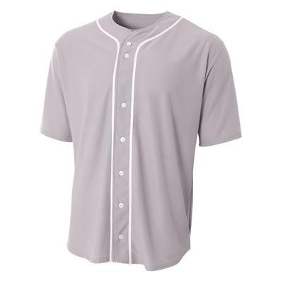 A4 N4184 Athletic Shorts Sleeve Full Button Baseball Top in Grey size Large A4N4184