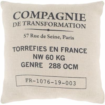 Chidester 20" Square Cottage Jute Charcoal/Cream Throw Pillow - Boutique Rugs