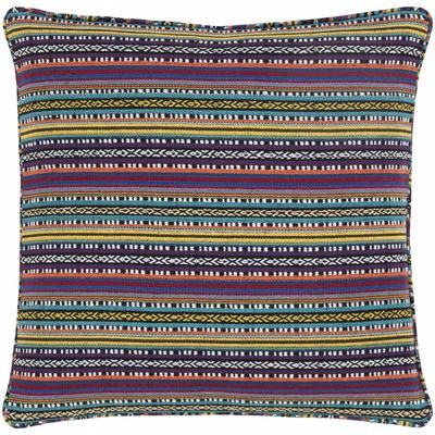 Philadelphia 18" Square Rustic Cotton Black/Aqua/Blue/Coral/Dark Plum/Medium Purple/Off White/Purple/Red/Yellow Throw Pillow - Boutique Rugs