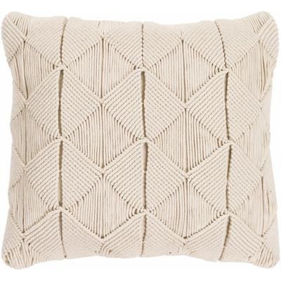 Bandon 18" Square Coastal Cotton Cream Throw Pillow - Boutique Rugs