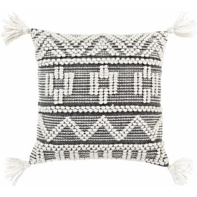 Ellaville 18" Square Cottage Black/Ivory/Oatmeal/Light Beige Throw Pillow - Boutique Rugs