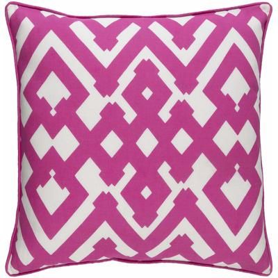 Redhead 18" Square Modern White/Magenta Lumbar Pillow - Boutique Rugs