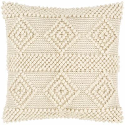 Alveley 20" Square Cottage Cotton Ivory/White Throw Pillow - Boutique Rugs