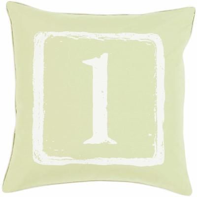 Eynsford 18" Square Cottage Cotton Cream/Light Olive/Olive Throw Pillow - Boutique Rugs