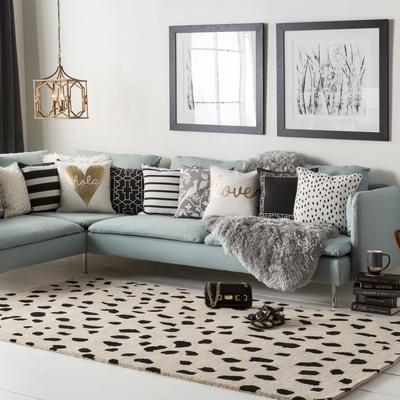 Suffern 18" Square Modern Cotton Cream/Ivory/Black Throw Pillow - Boutique Rugs