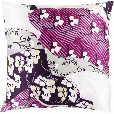 Brinkin 22" Square Traditional Silk Lavender/Lilac/Beige/Dark Purple/Fuchsia/Light Sage/Mauve Throw Pillow - Boutique Rugs