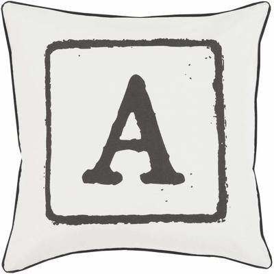 Loganlea 18" Square Cottage Cotton Black/Light Gray Throw Pillow - Boutique Rugs