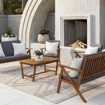 Bridgton 20" Square Traditional Light Beige/Peach/Beige Outdoor Throw Pillow - Boutique Rugs