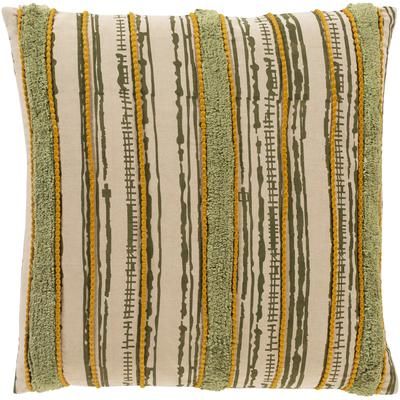 Bebe 18" Square Cotton Olive/Beige/Tan/Camel/Rust/Brick Red/Rust Throw Pillow - Boutique Rugs