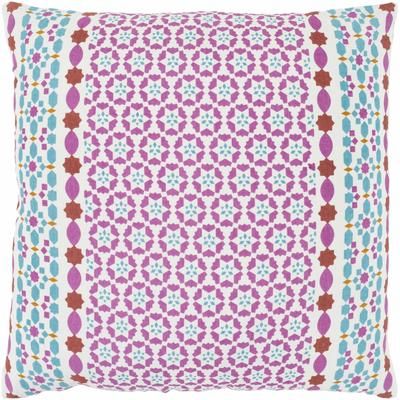 Hollyvilla 20" Square Cotton Teal/Mint/Ivory/Magenta/Rust/Yellow/Brick Red/Saffron/Rust/Yellow/Green Lumbar Pillow - Boutique Rugs