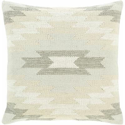 Lakeside 22" Square Rustic Cotton Light Gray/Oatmeal/Medium Gray Throw Pillow - Boutique Rugs