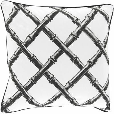 Moray 20" Square Cotton White/Charcoal Throw Pillow - Boutique Rugs