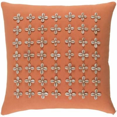 Swanscombe 18" Square Modern Cotton Ivory/Orange Throw Pillow - Boutique Rugs